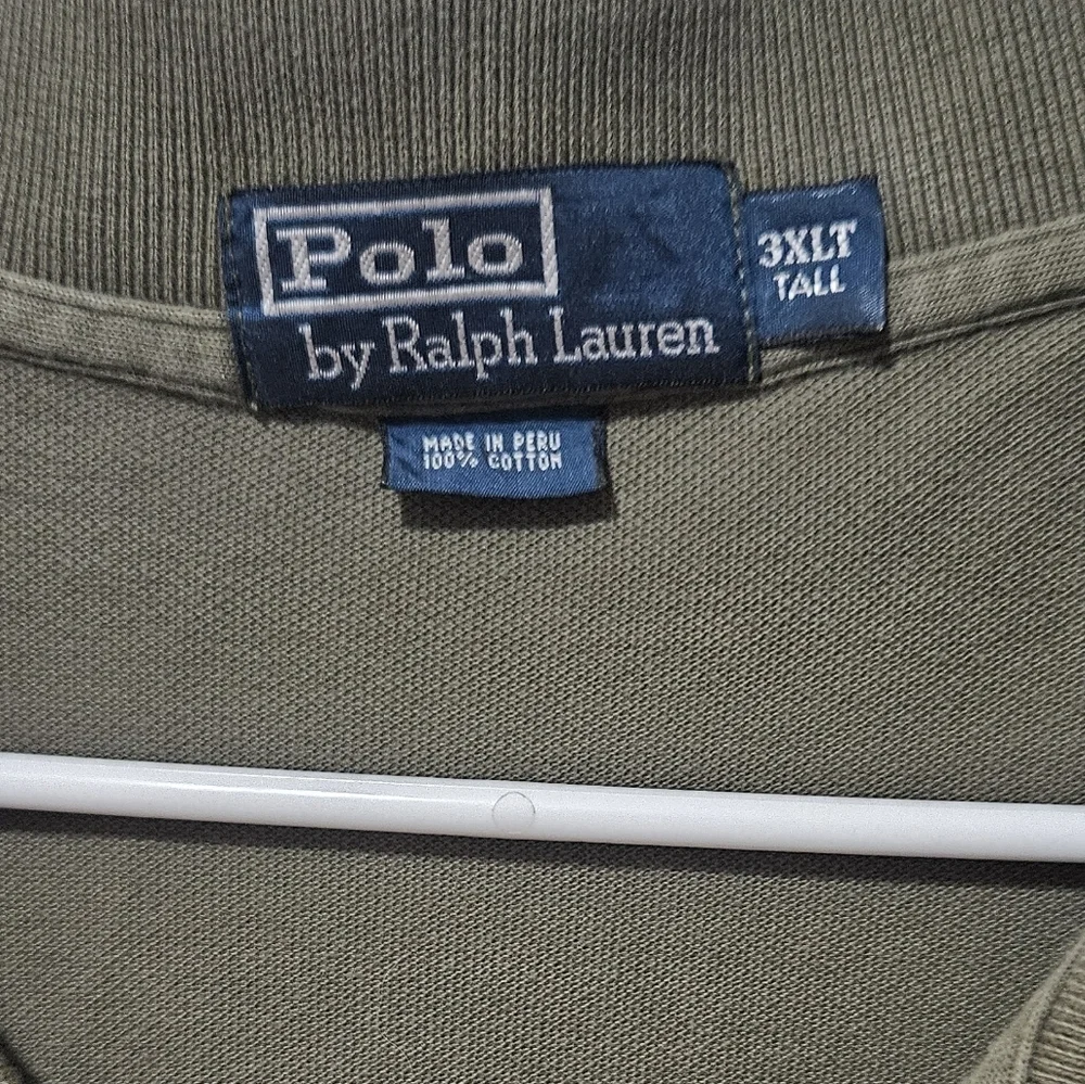 Polo Ralph Lauren Army green Polo Short Sleeve shirt 3xlt 100% Cotton Flaws B2